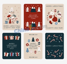 圣诞节手绘卡片矢量素材